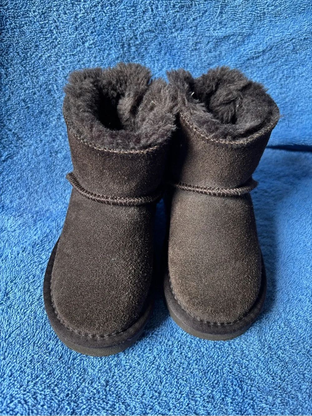 Ugg Plush-Lined Kids Booties in Chocolate Brown